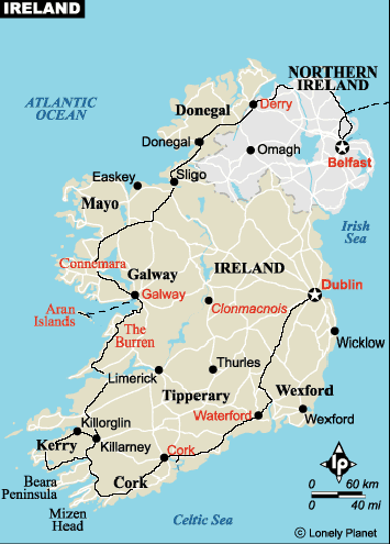 Ireland map. Thursday May 13, 2003 - Chicago to Dublin (Ireland)