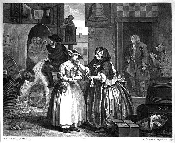 Harlot's Progress--the Arrival of the Harlot in London (Hogarth, 1732)