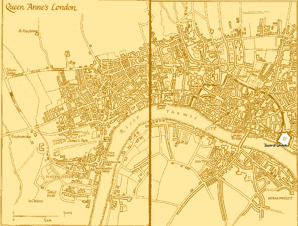 Map of London, c. 1702-1714